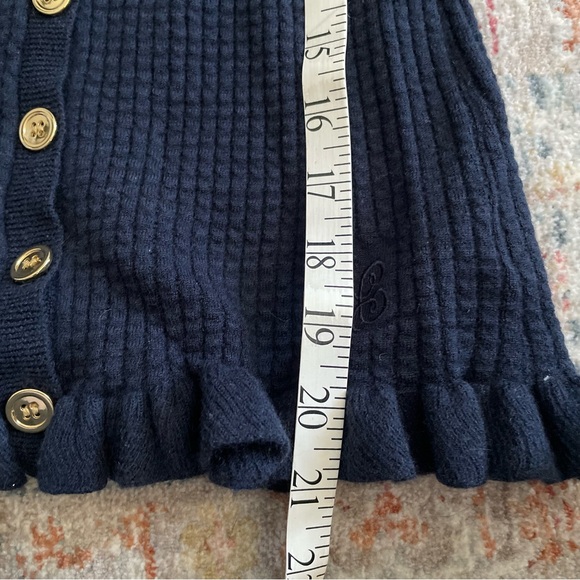 JUICY COUTURE Navy Ribbed Button-Up Cardigan with Ruffles - Picture 9 of 9